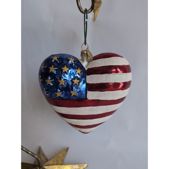 Christopher Radko Other - Radko Brave Heart Red Cross 9/11 Patriotic Flag Glass Christmas Ornament Vtg
